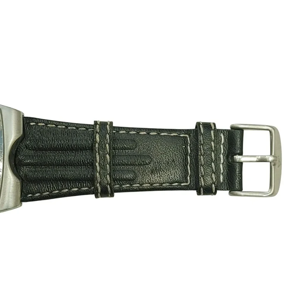 Adidas 10-5005 VS Multifunction Watch Silver White Dial Black Leather Band